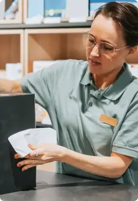 A woman working in a store
